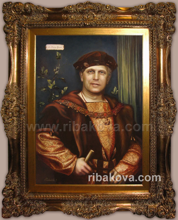 Мужской портрет, вписанный в картину старого мастера